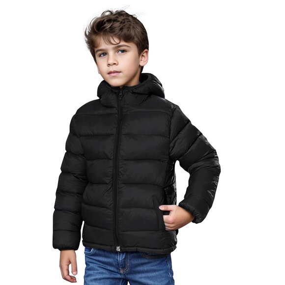 Boys Puffer Jacket with Hood Lightweight Warm Toddler Winter Coat Size 18 - Picture 6 of 7